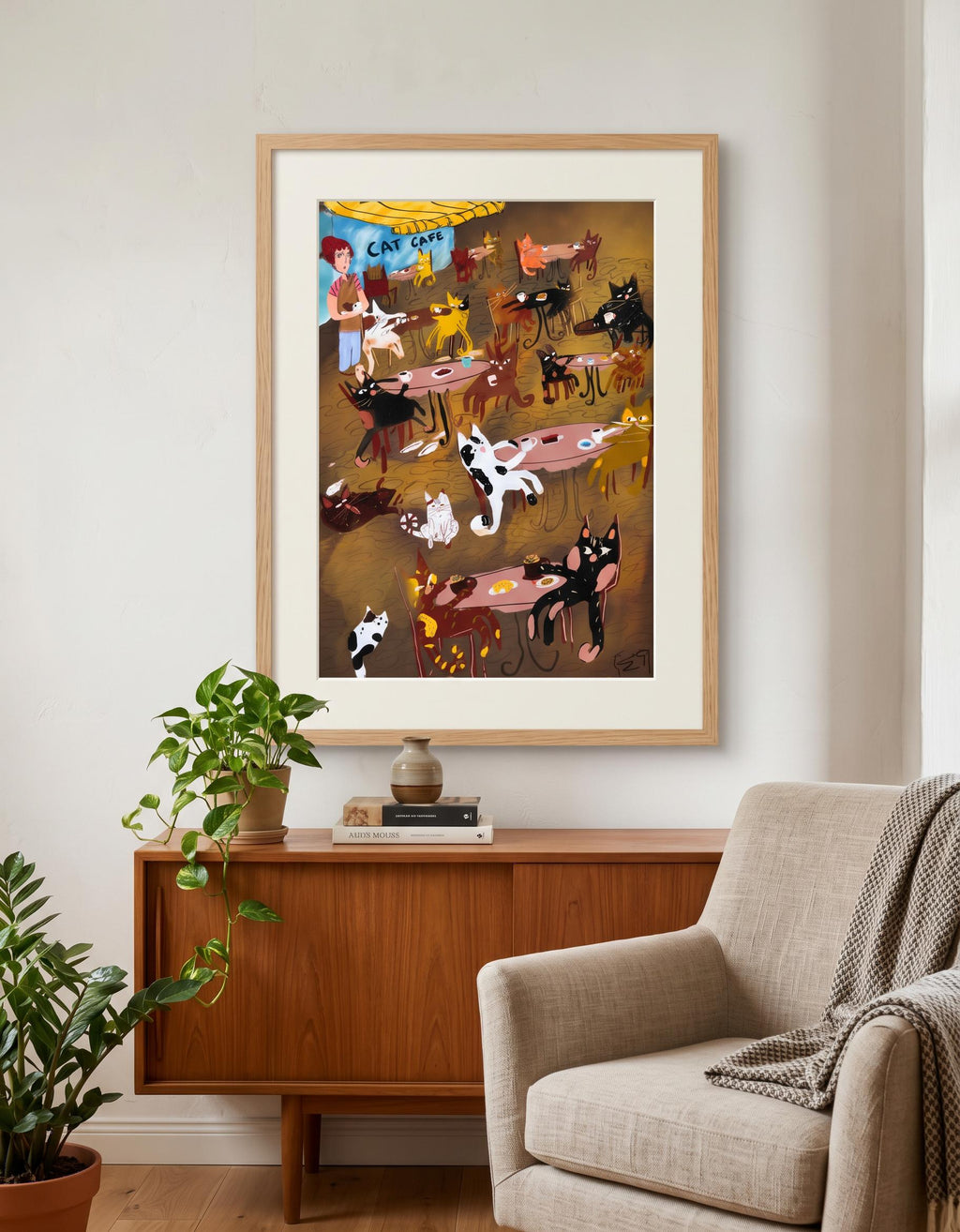 Cat Cafe Art Print