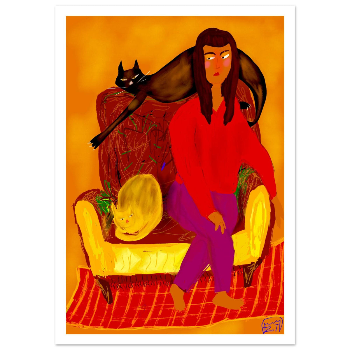 Woman with Cats